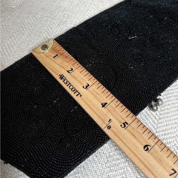 Vintage Black Beaded Clutch with Rhinestone Closure Formal Evening Purse Bag - Picture 4 of 10